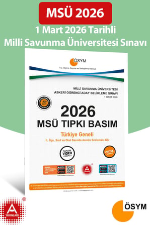 2026 MSÜ Çıkmış Sorular-Tıpkı Basım-Bire Bir ÖSYM-1 Mart 2026 Tarihli Sınav