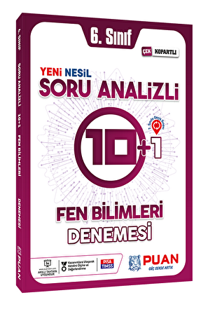 Puan Yayınları 6. Sınıf Fen Bilimleri Soru Analizli 10+1 Deneme