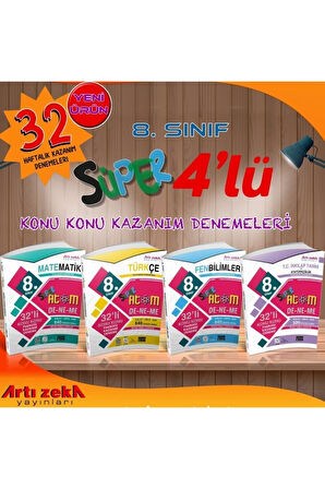 Artı Zeka 8. Sınıf Süper Atom 32 Fasikül Kazanım Deneme 4'lü Set