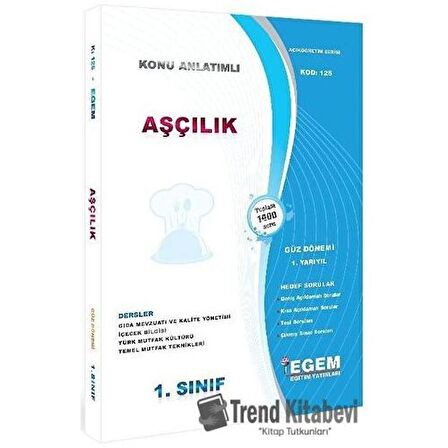 1. Sınıf 1. Yarıyıl Aşçılık Konu Anlatımlı Hedef Sorular - Kod 125