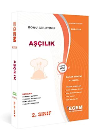 AÖF 2. Sınıf 4. Yarıyıl Aşçılık Konu Anlatımlı Soru Bakası Kod 2229
