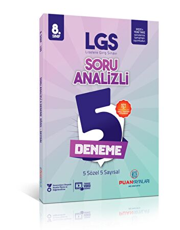 Puan 8.Sınıf LGS Soru Analizli 5 Deneme