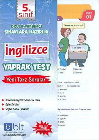 Bulut 5.Sınıf İngilizce Yaprak Test