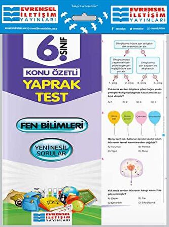 6. Sınıf Fen Bilimleri Konu Özetli Yaprak Test