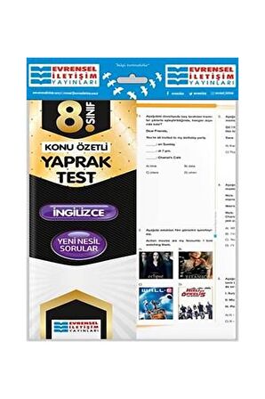 8. Sınıf İngilizce Konu Özetli Yaprak Test