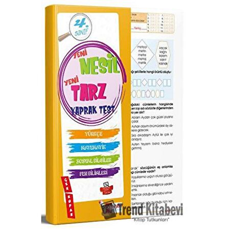 4. Sınıf Yeni Nesil Yeni Tarz Yaprak Test
