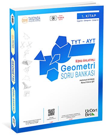 Üçdörtbeş  TYT-AYT Geometri Soru Bankası (1. Kitap) - Üç Dört Beş yayınları