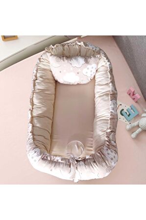 Baby Nest Lüx Tasarım Ortopedik Babynest Anne Yanı Bebek Yatağı Bej