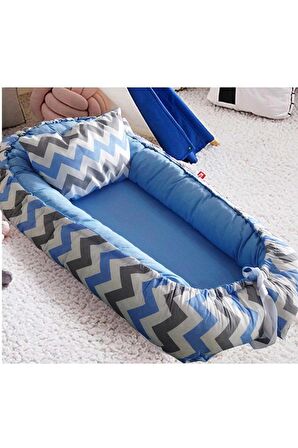 Baby Nest Lüx Tasarım Ortopedik Babynest Anne Yanı Bebek Yatağı Mavi