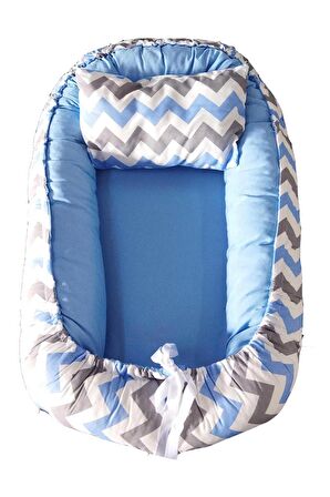 Baby Nest Lüx Tasarım Ortopedik Babynest Anne Yanı Bebek Yatağı Mavi