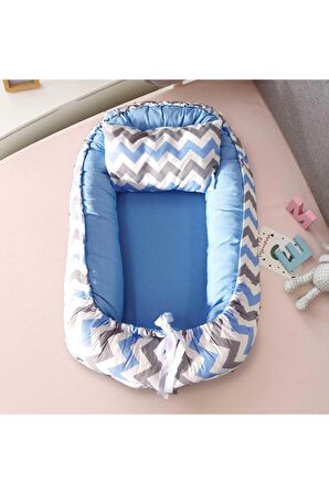 Baby Nest Lüx Tasarım Ortopedik Babynest Anne Yanı Bebek Yatağı Mavi