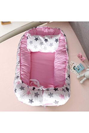 Baby Nest Lüx Tasarım Ortopedik Babynest Anne Yanı Bebek Yatağı Pembe