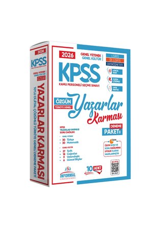 2026 Güncel KPSS Lisans-Önlisans-Ortaöğretim Yazarlar Karması 10lu Deneme Paketi GY-GK Çözümlü TG