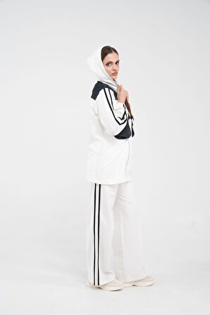 Kontrast Detaylı Fermuarlı Spor İkili Takım K1748