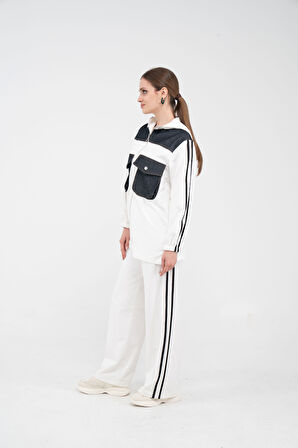 Kontrast Detaylı Fermuarlı Spor İkili Takım K1748