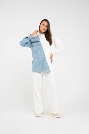 Kapüşonlu Denim Detaylı İkili Takım K1741