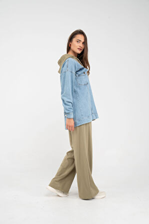 Kapüşonlu Denim Detaylı İkili Takım K1741