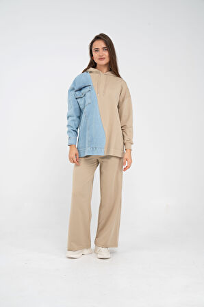 Kapüşonlu Denim Detaylı İkili Takım K1741