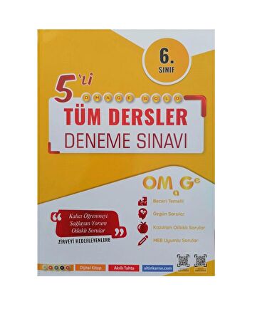 Nartest 6.Sınıf Omage Gold 5'li Tüm Dersler Deneme Seti - Nartest 6  Deneme