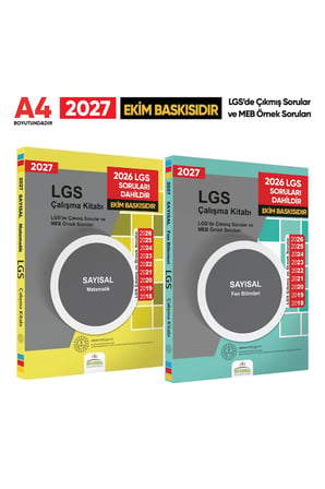 2027 LGS 8.Sınıf Çıkmış ve MEB Örnek Sorular Matematik-FEN SAYISAL Çalışma Kitabı 2li Kitap SETİ