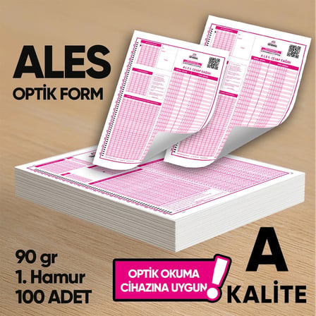 ALES Kurumsal Değerlendirme Optik Formu (100 Adet - 90 gr - Optik Okuma Cihazlarıyla Uyumlu)