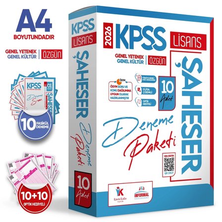 2026 KPSS GYGK ŞAHESER Türkiye Geneli Kurumsal 10lu Dijital Çözümlü Paket Deneme