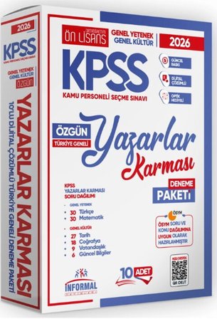 İnformal Yayınları 2026 KPSS Lisans Yazarlar Karması GYGK Türkiye Geneli Kurumsal 10lu Deneme Paketi