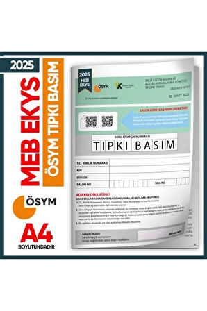 2025 MEB-EKYS(MEB-AGS Uyumlu)ÖSYM Çıkmış Soru Tıpkı Basım Deneme Sınavı Türkiye Geneli Soru Fasikülü