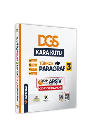 DGS Türkçenin Kara Kutusu ÖSYM ARŞİVİ ÇIKMIŞ PARAGRAF VİP 3 Soru Bankası Konu Özetli Çözümlü