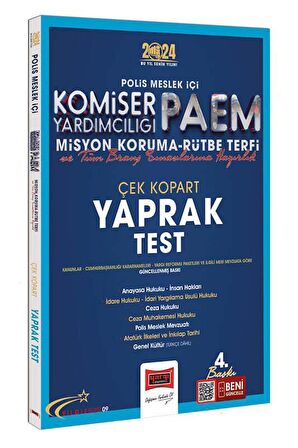 2024 Polis Meslek İçi PAEM Komiser Yardımcılığı Misyon Koruma Rütbe Terfi ve Tüm Branş Sınavlarına Hazırlık Yıldız Serisi Çek Kopart Yaprak Test