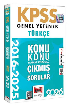 Yargı 2026 KPSS Genel Yetenek Türkçe 2016-2026 Konu Konu Tamamı Çözümlü Çıkmış Sorular