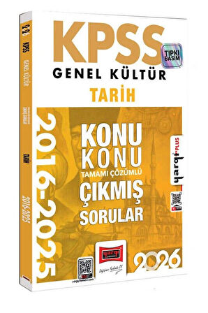 Yargı 2026 KPSS Genel Kültür Tarih 2016-2026 Konu Konu Tamamı Çözümlü Çıkmış Sorular