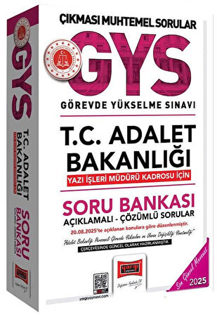 Yargı 2025 GYS Adalet Bakanlığı Yazı İşleri Müdürü Soru Bankası Çözümlü Görevde Yükselme Yargı Yayınları