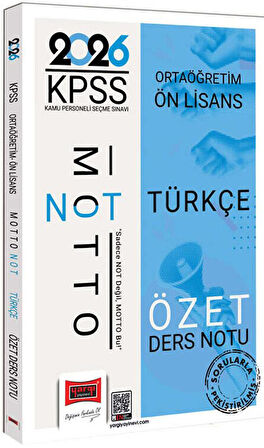 Yargı Yayınları 2026 KPSS Ortaöğretim Ön Lisans Motto Serisi Türkçe Özet Ders Notu