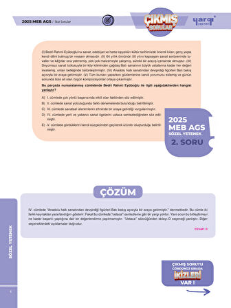 Yargı MEB AGS Tüm Dersler Tamamı Çözümlü Çıkmış ve İkiz Sorular