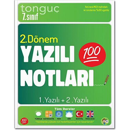 Tonguç Yayınları 7. Sınıf Yazılı Notları 2. Dönem 1 ve 2. Yazılı