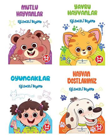 Mutlu ve Yavru Hayvanlar ile Oyuncaklar ve Hayvan Dostlarımız Boyama Seti