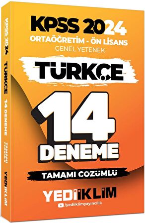 2024 KPSS Ortaöğretim - Ön Lisans Genel Yetenek Türkçe 14 Deneme Tamamı Çözümlü