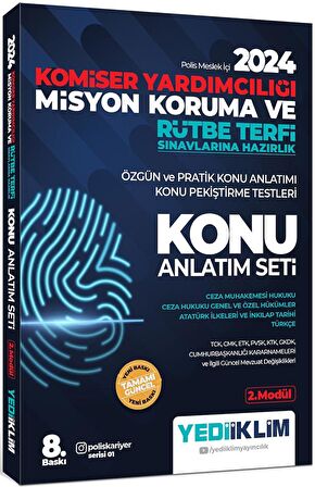 Yediiklim Yayınları 2024 Komiser Yardımcılığı Misyon Koruma ve Rütbe Terfi Sınavlarına Konu Anlatım Seti 3 Modül