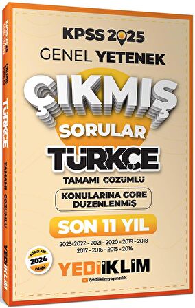 Yediiklim 2025 KPSS Genel Yetenek Lisans Türkçe Konularına Göre Tamamı Çözümlü Son 11 Yıl Çıkmış Sorular