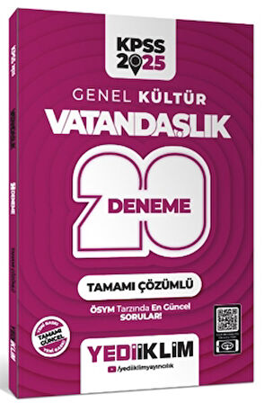 2025 KPSS Genel Kültür Vatandaşlık Tamamı Çözümlü 20 Deneme