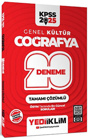 2025 KPSS Genel Kültür Coğrafya Tamamı Çözümlü 20 Deneme