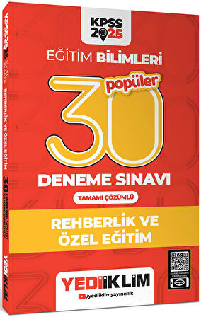 Yediiklim 2025 KPSS Eğitim Bilimleri Rehberlik ve Özel Eğitim Popüler Tamamı Çözümlü 30 Deneme Sınavı