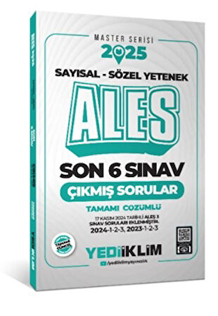 2025 ALES Master Serisi Sayısal - Sözel Yetenek Tamamı Çözümlü Son 6 Sınav Çıkmış Sorular (ALES 3 Dahil)