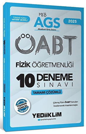 Yediiklim 2025 ÖABT MEB-AGS Fizik Öğretmenliği 10 Deneme Çözümlü Yediiklim Yayınları