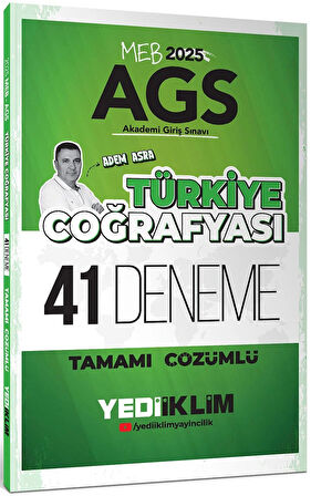 Yediiklim Yayınları 2025 MEB AGS Türkiye Coğrafyası Tamamı Çözümlü 41 Deneme