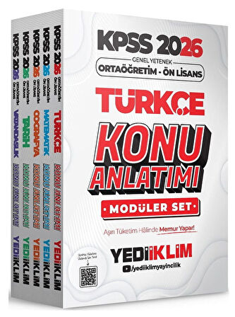 Yediiklim 2026 KPSS Lise Ortaöğretim Ön Lisans Konu Anlatımlı Modüler Set Yediiklim Yayınları