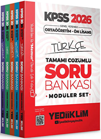 Yediiklim 2026 KPSS Ortaöğretim Ön Lisans Genel Yetenek Genel Kültür Tamamı Çözümlü Modüler Soru Bankası Seti