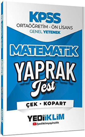 Yediiklim 2026 KPSS Lise Ortaöğretim Ön Lisans Matematik Yaprak Test Yediiklim Yayınları