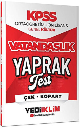 Yediiklim 2026 KPSS Lise Ortaöğretim Ön Lisans Vatandaşlık Yaprak Test Yediiklim Yayınları